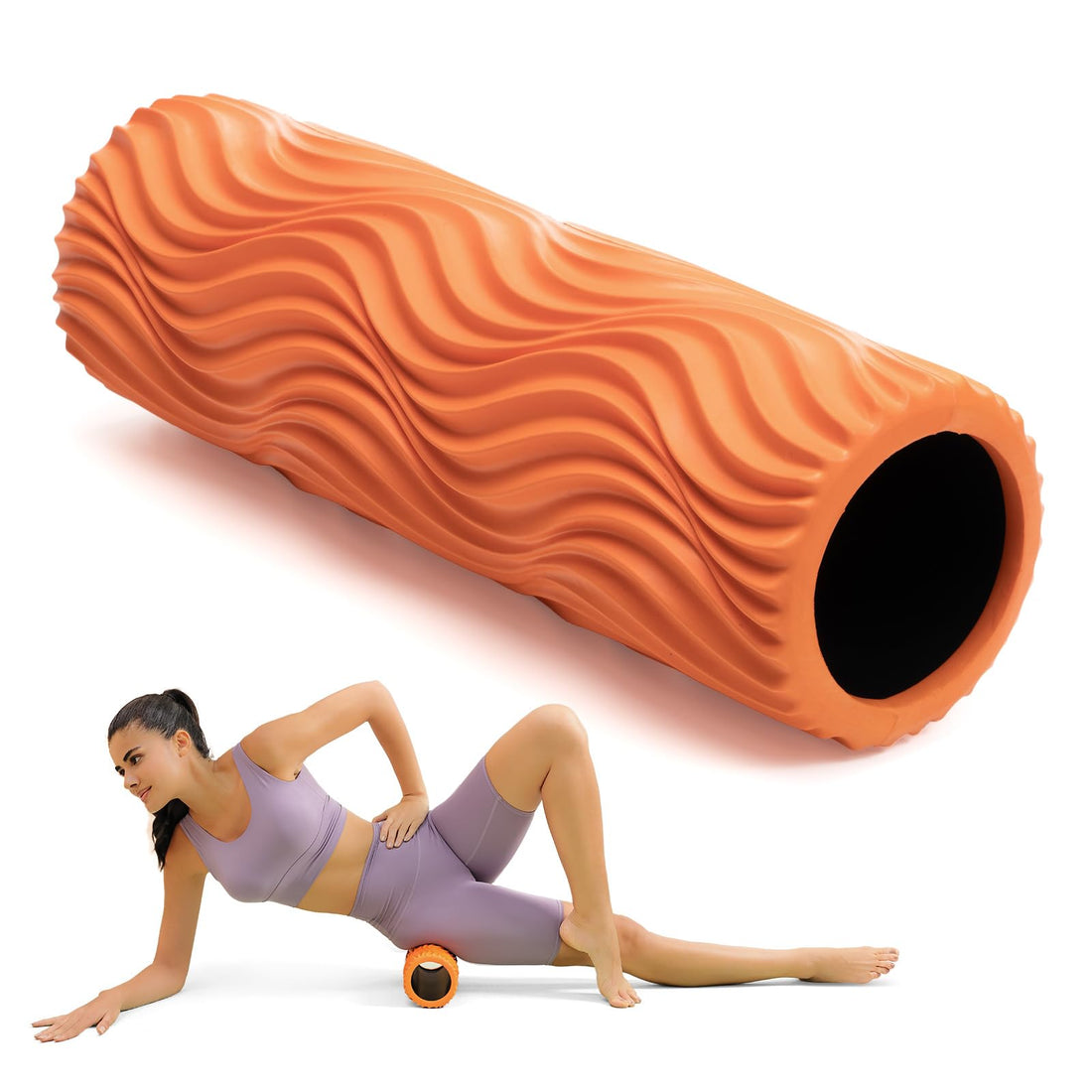 SUBCULTUREPICK Foam Roller - Muscle Massage Roller for Back Pain &amp; Stretching - Ergonomic Wide Wave Textured - Deep Muscle Massage Pilates Yoga Athletics Fitness Exercise for Whole Body
