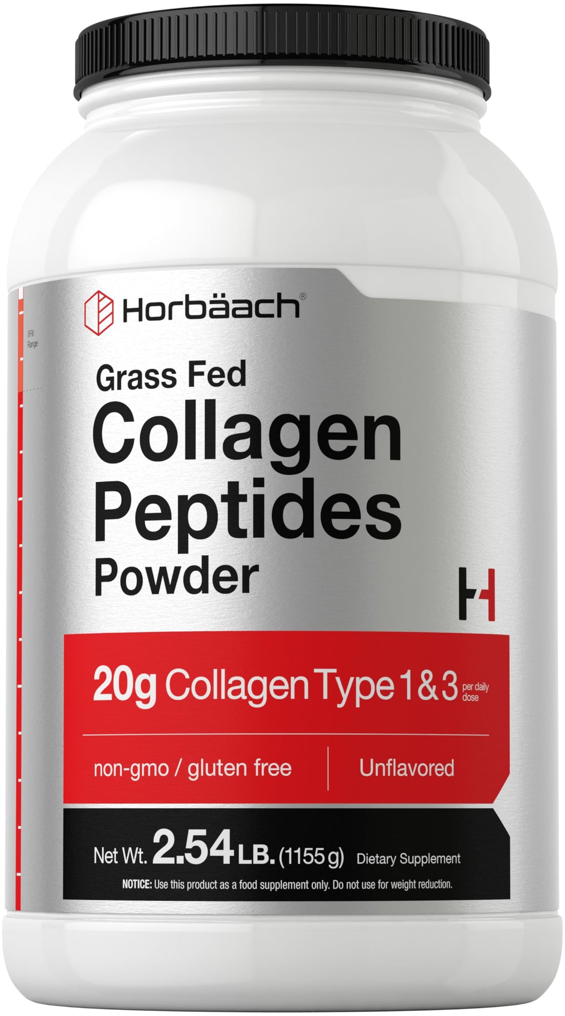 Horbaach Collagen Peptides Powder 40 oz | Unflavored | Type 1 and 3 Protein Collagen | Keto and Paleo Supplement | Grass Fed Non-GMO Gluten Free