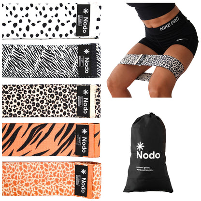 NODO Resistance Bands Set for Strength Training - Exercise Workout Booty Elastic Band Set - Physical Therapy Stretching Glute Band (5 Pack)