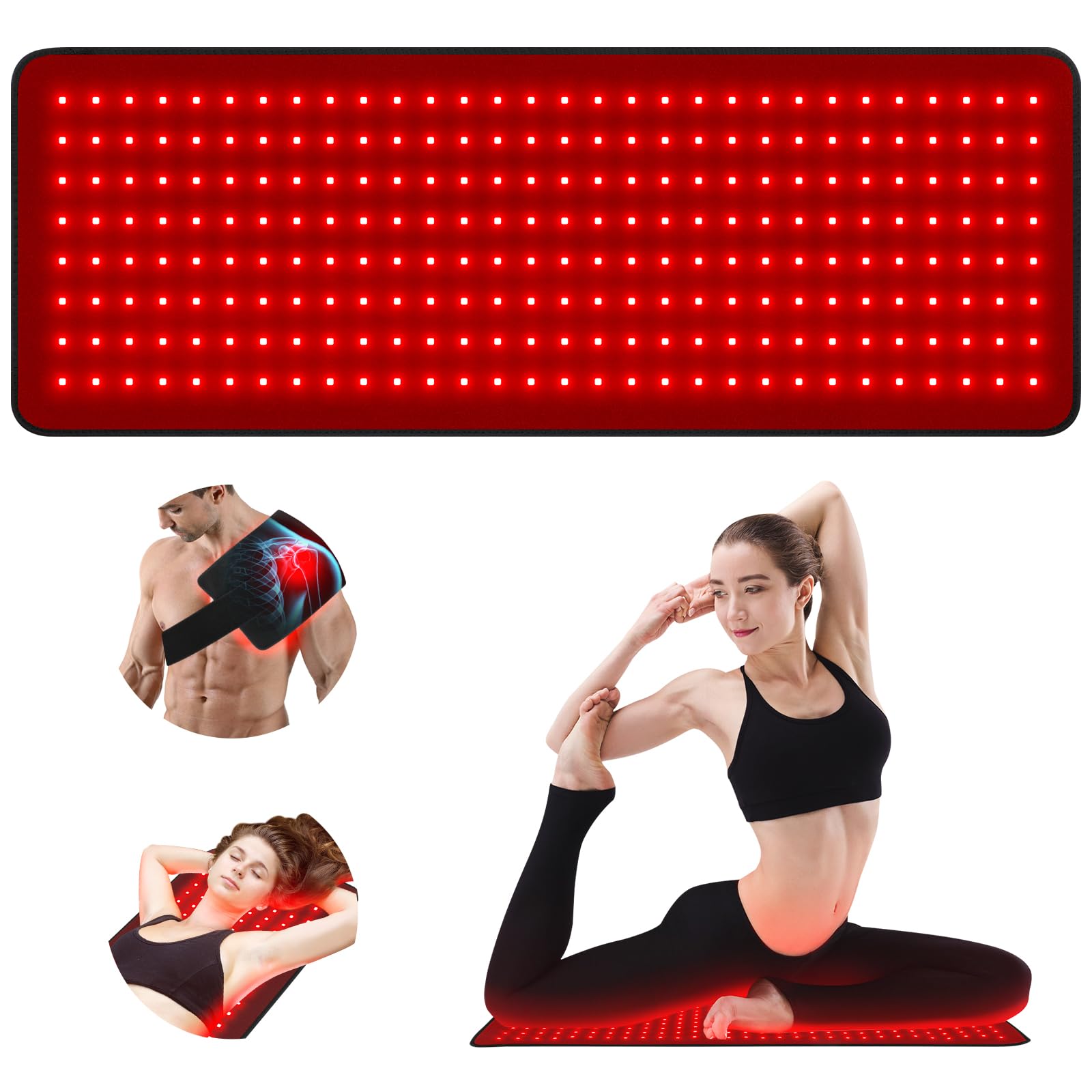 Red Light Therapy Pad 31.5" x 11.8" Large Mat 660nm &amp; 850nm Infrared Light Therapy Devices Wearable Wrap Belt for Full Body Shoulders Waist Back Knee Joint Muscle Pain Relief