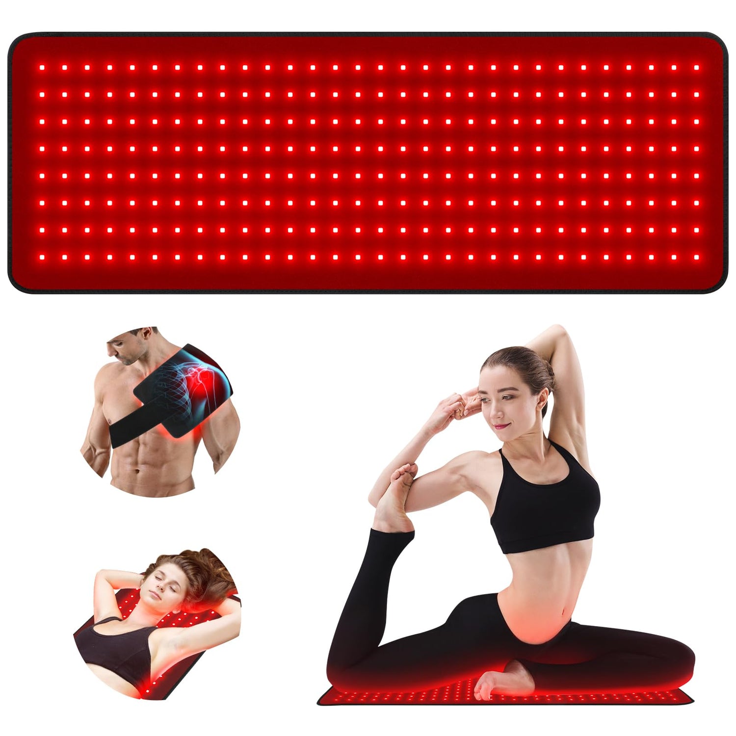 Red Light Therapy Pad 31.5" x 11.8" Large Mat 660nm &amp; 850nm Infrared Light Therapy Devices Wearable Wrap Belt for Full Body Shoulders Waist Back Knee Joint Muscle Pain Relief