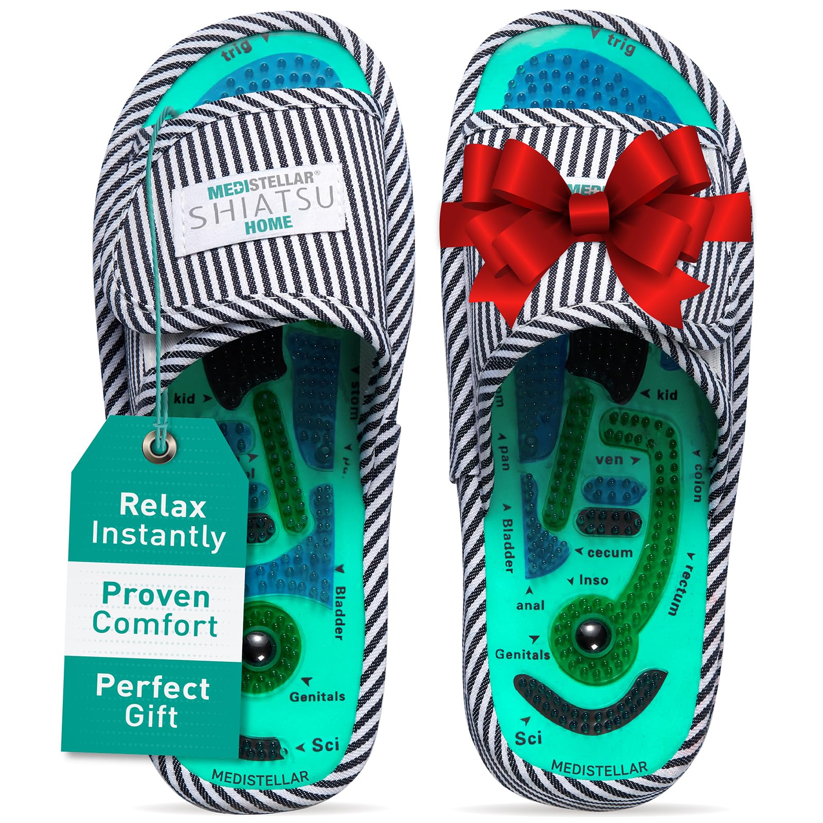 MEDISTELLAR Shiatsu Home Acupressure Massage Slippers for Plantar Fasciitis Acupuncture Foot Massager Pain Relief &amp; Muscle Relaxation